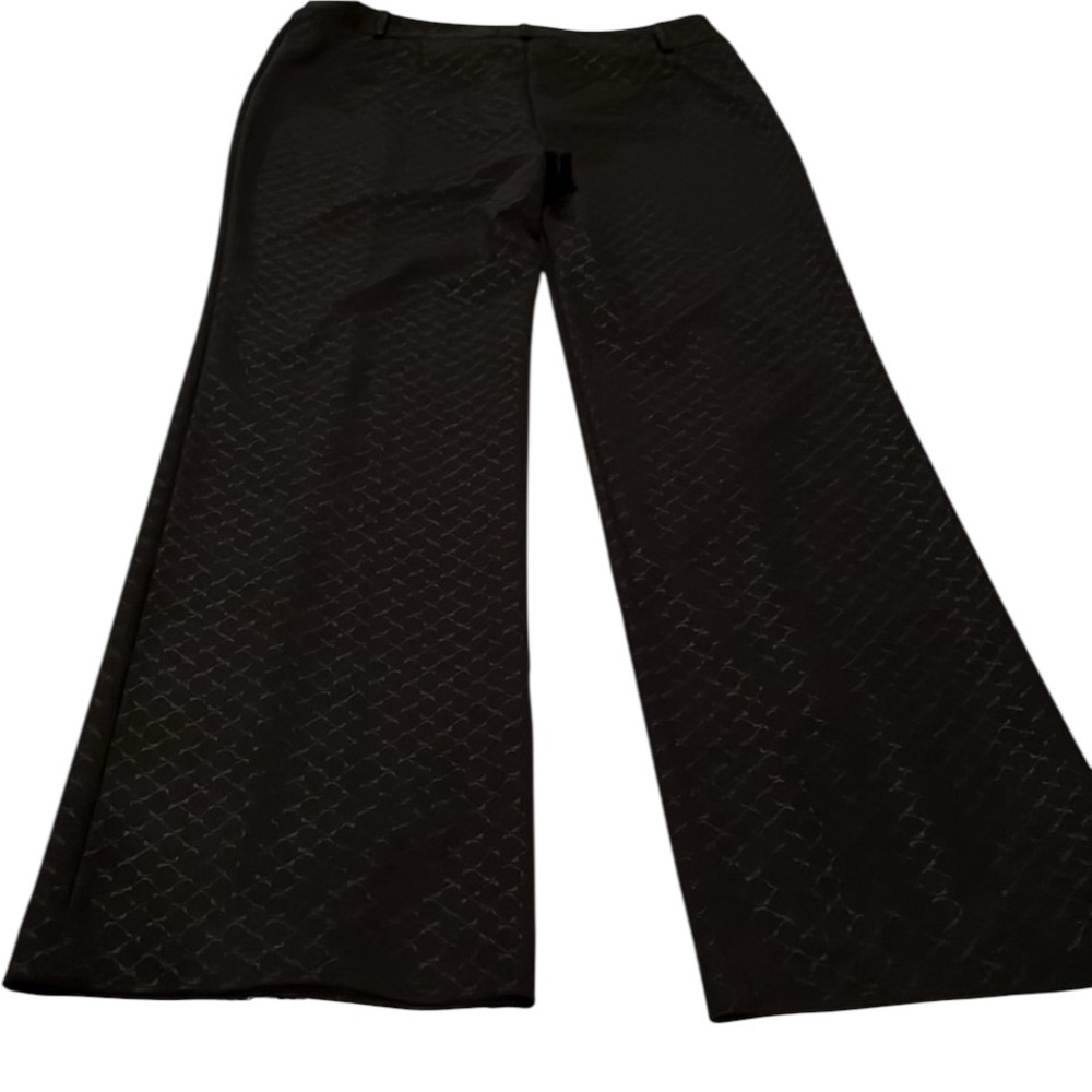 Express size 12 black on black print wide leg trousers with stretch NWOT